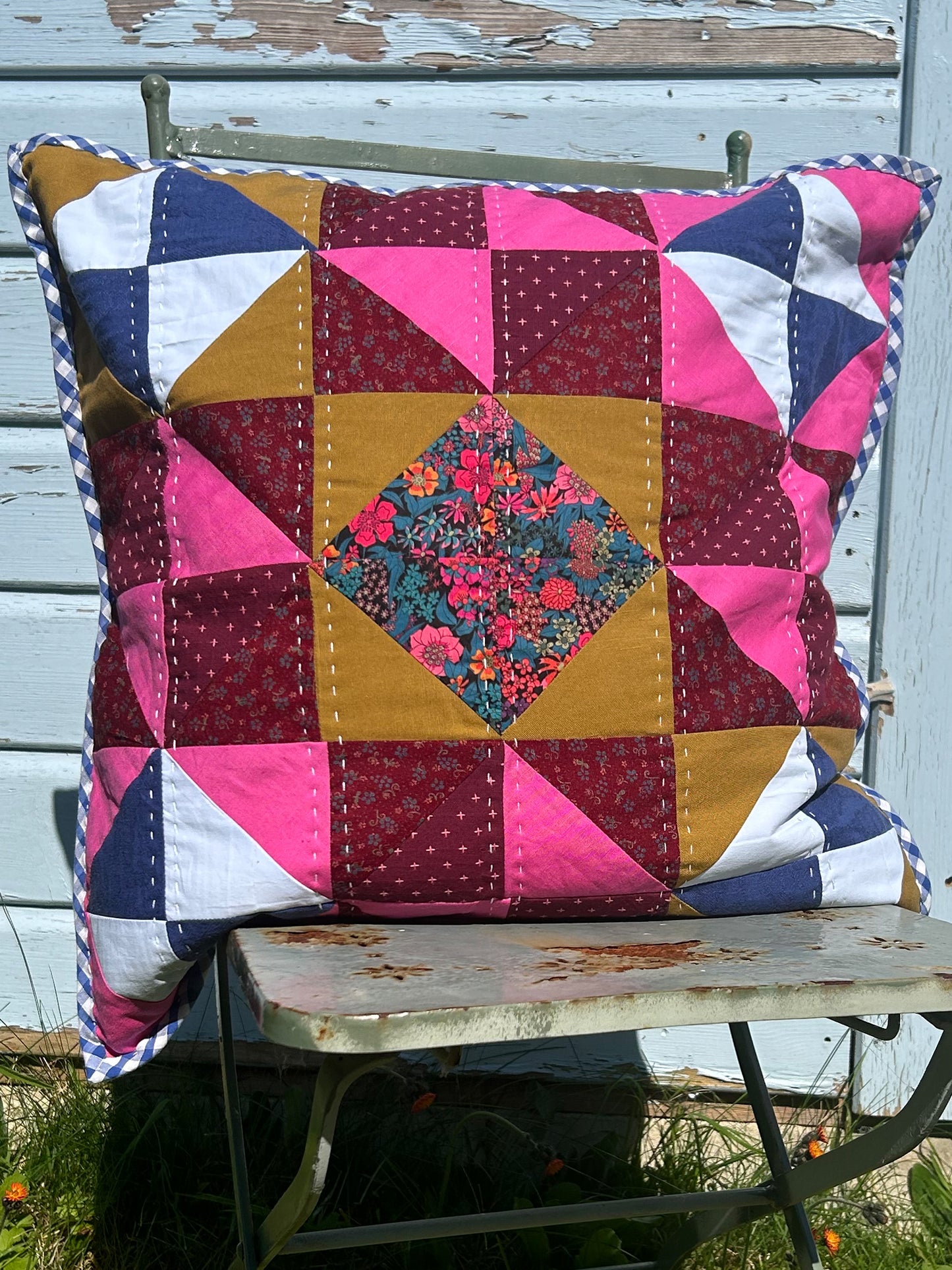 Autumn 'Broken Dishes' Quilted Cushion Cover