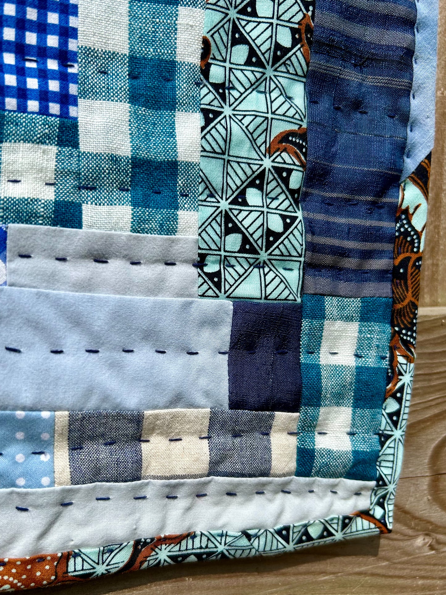 Blue 'Log Cabin' Variation Wall Hanging