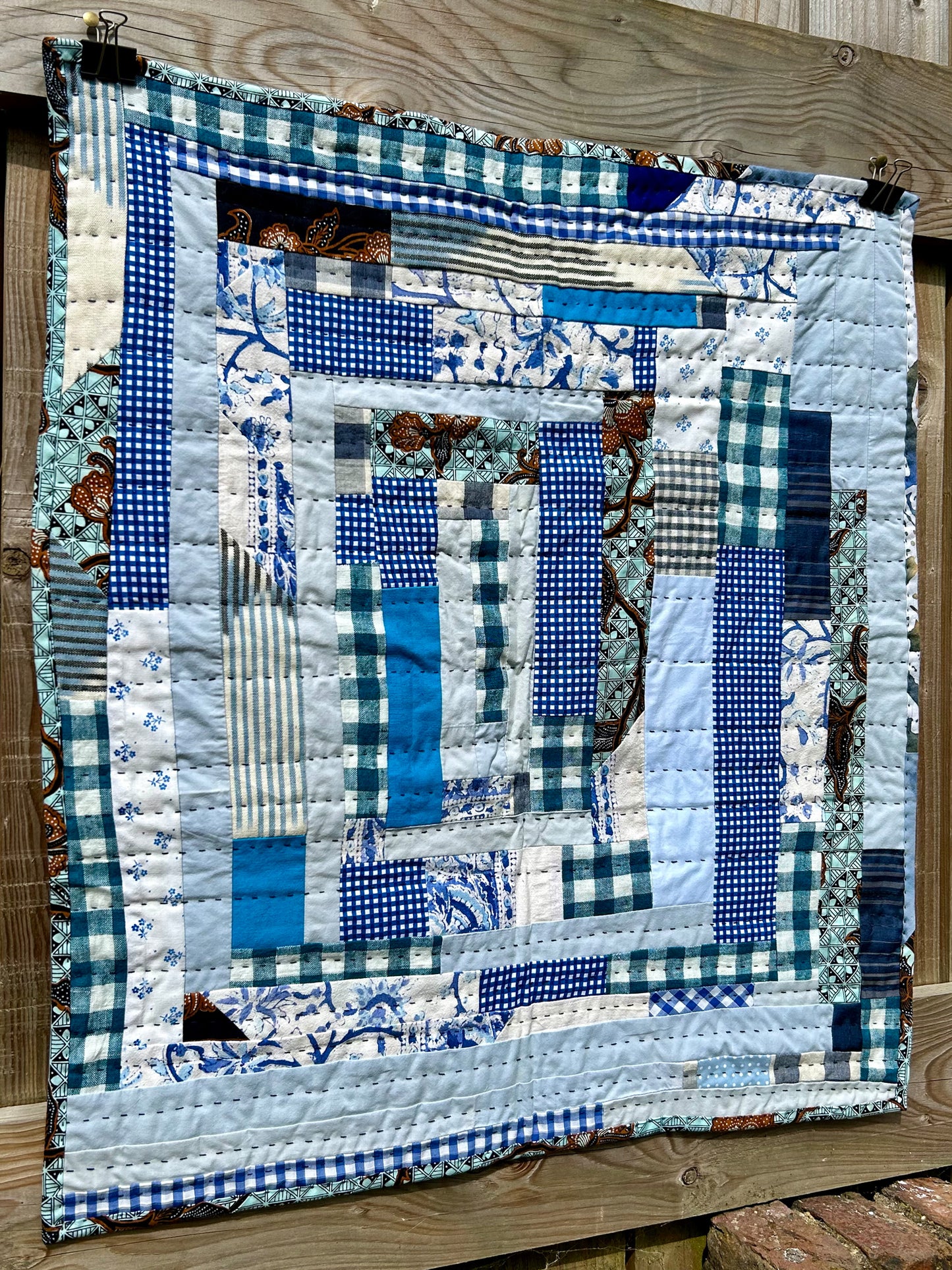 Blue 'Log Cabin' Variation Wall Hanging