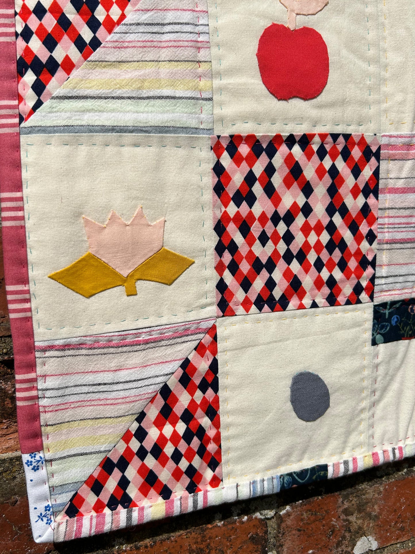 Folk Art Small Quilt / Quilted Wall Hanging