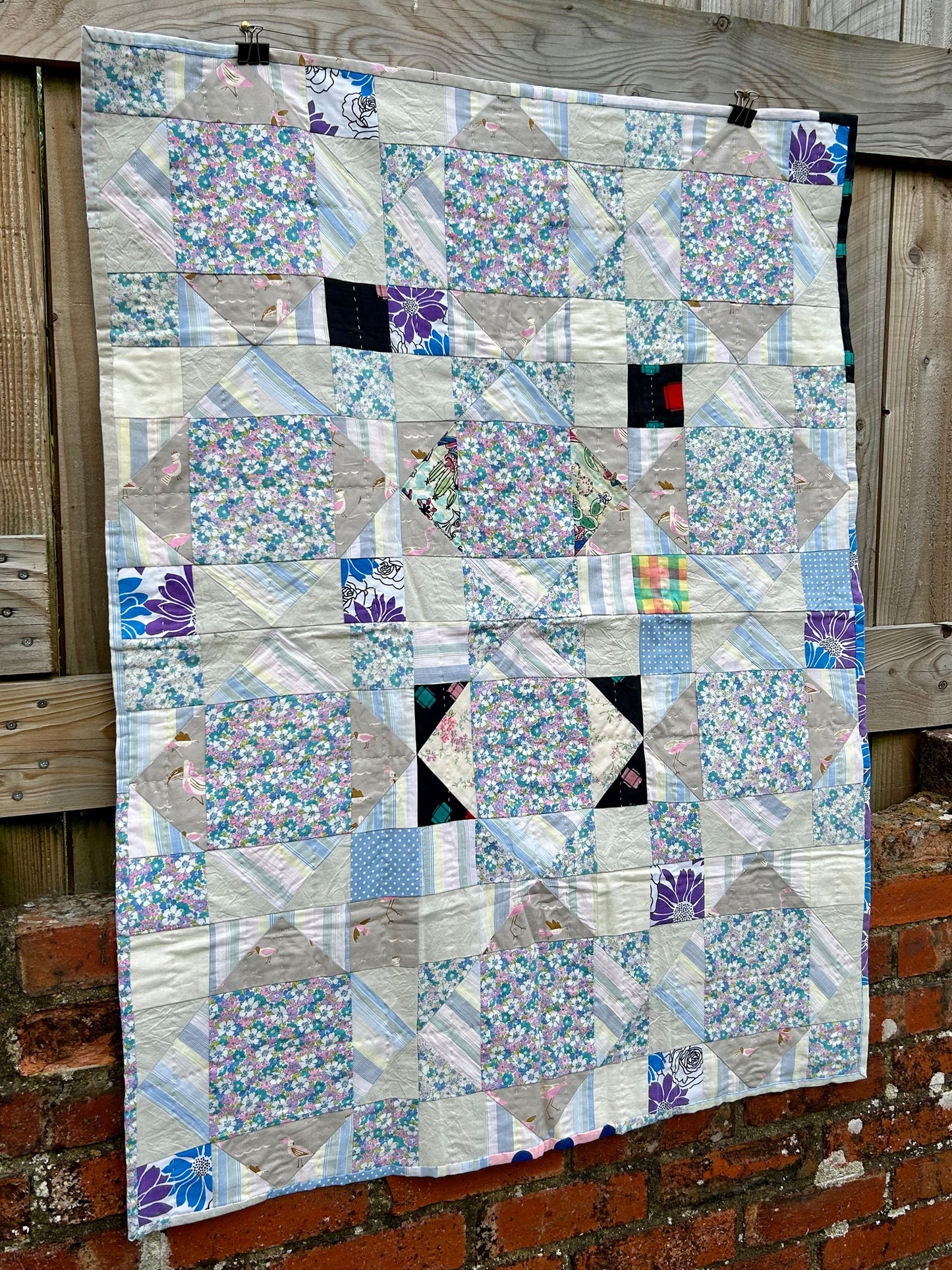 Pastel 'King's Crown' Small Quilt / Wall Hanging