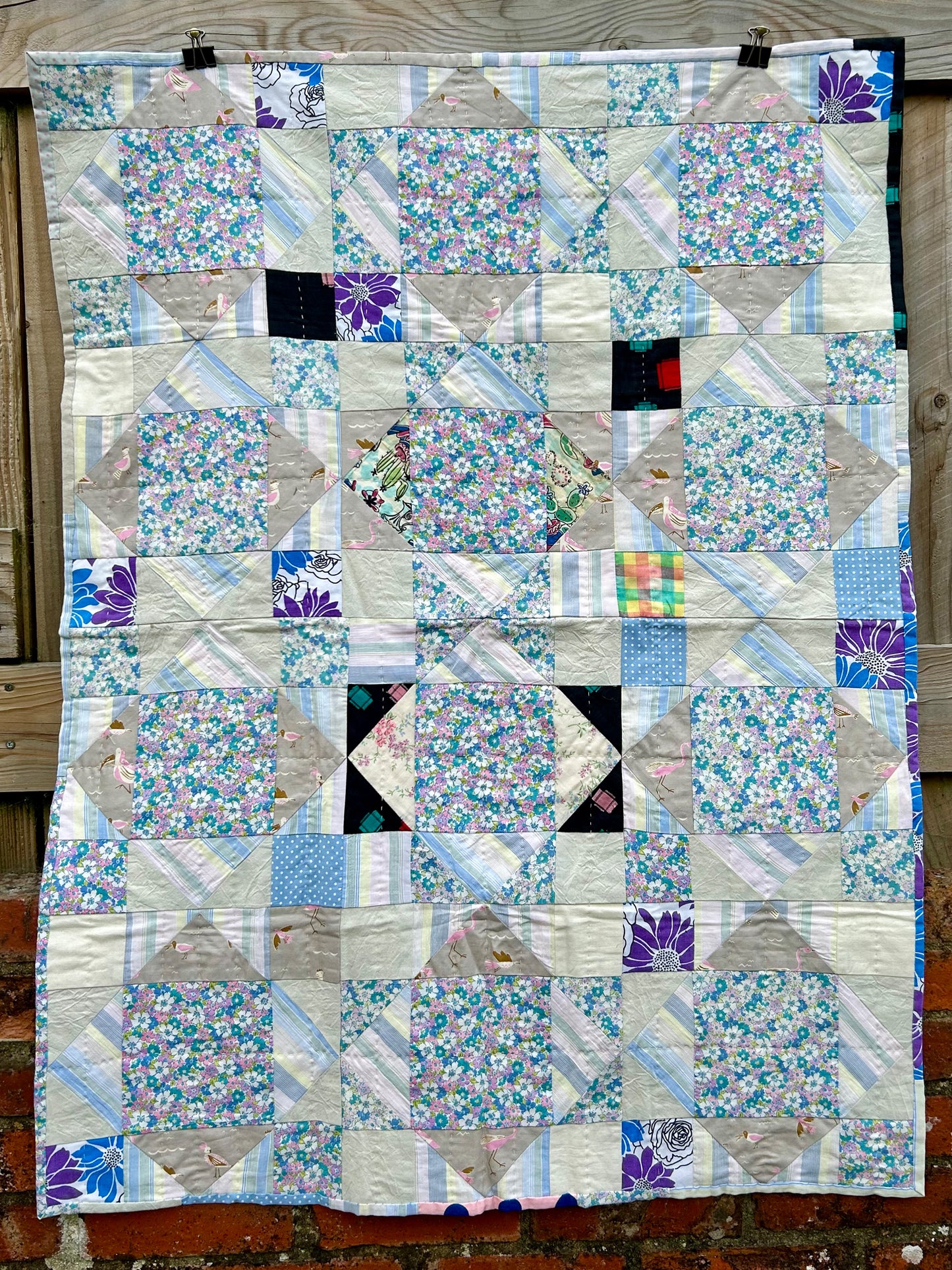 Pastel 'King's Crown' Small Quilt / Wall Hanging