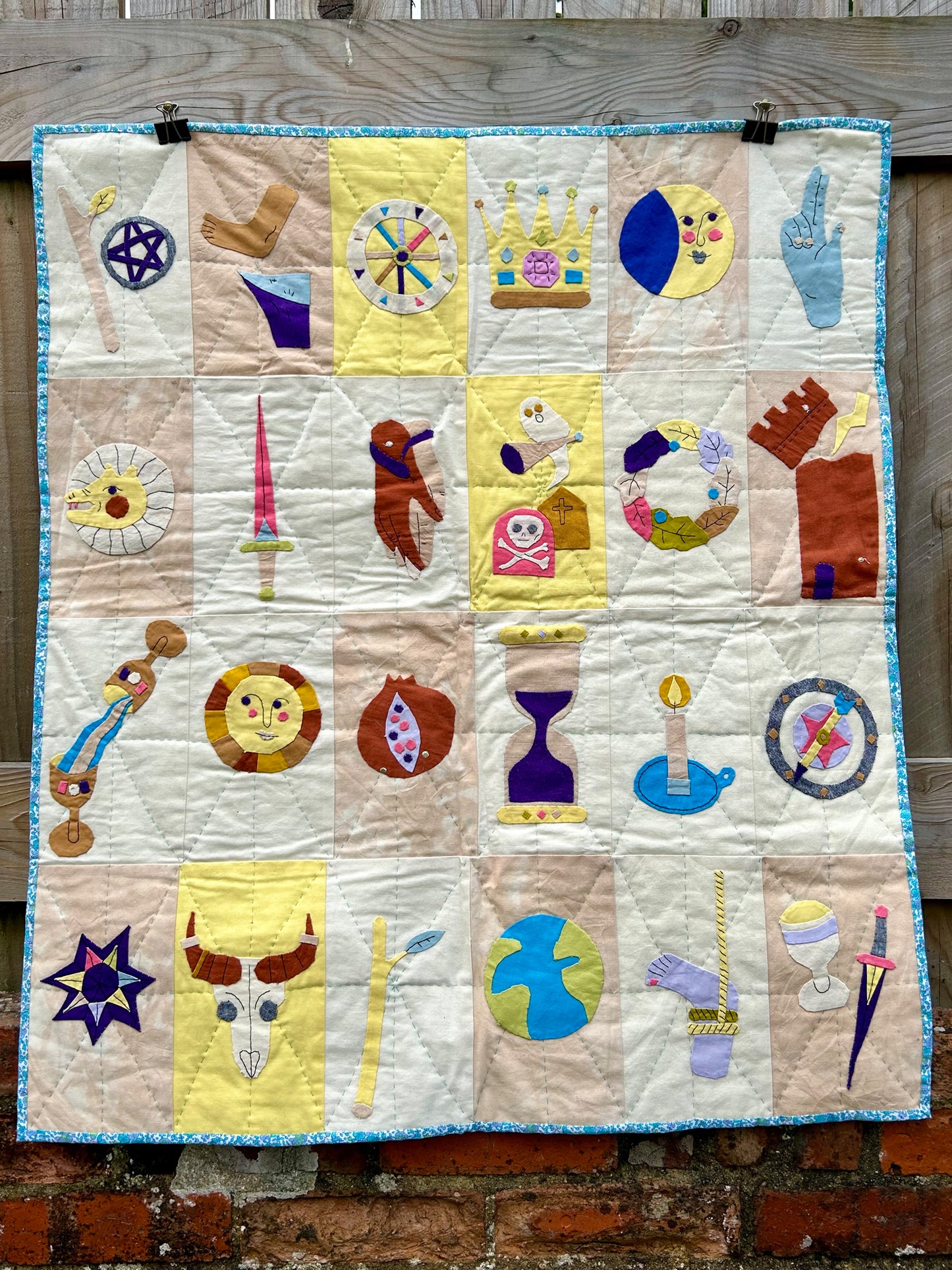 Tarot Appliquéd and Quilted Wall Hanging