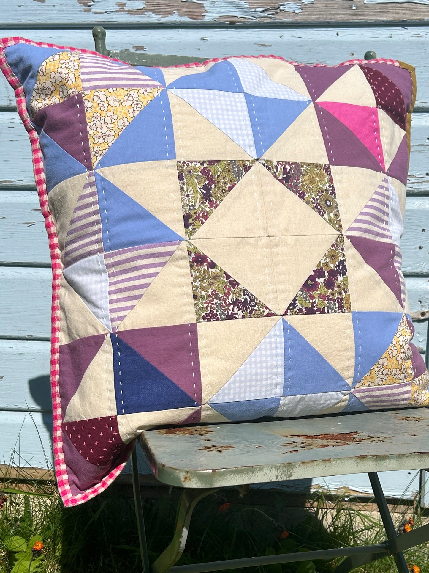 Winter 'Broken Dishes' Quilted Cushion Cover