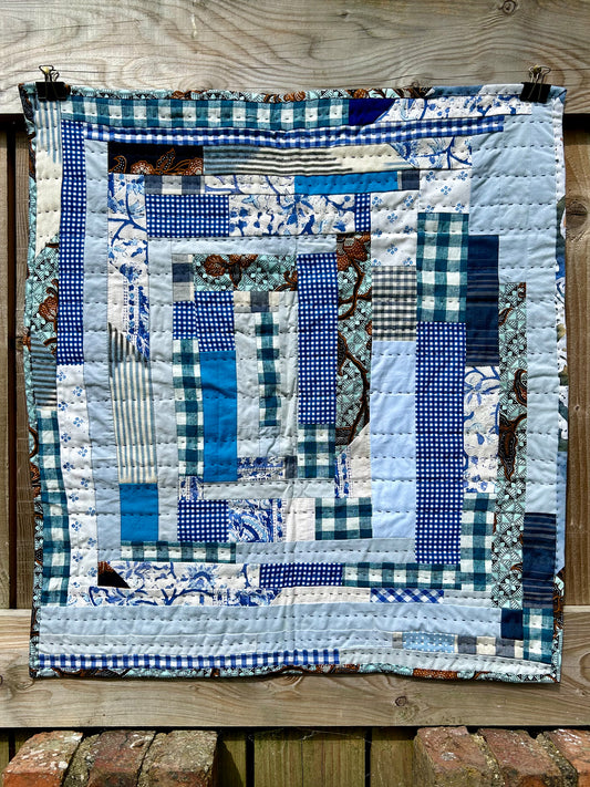 Blue 'Log Cabin' Variation Wall Hanging