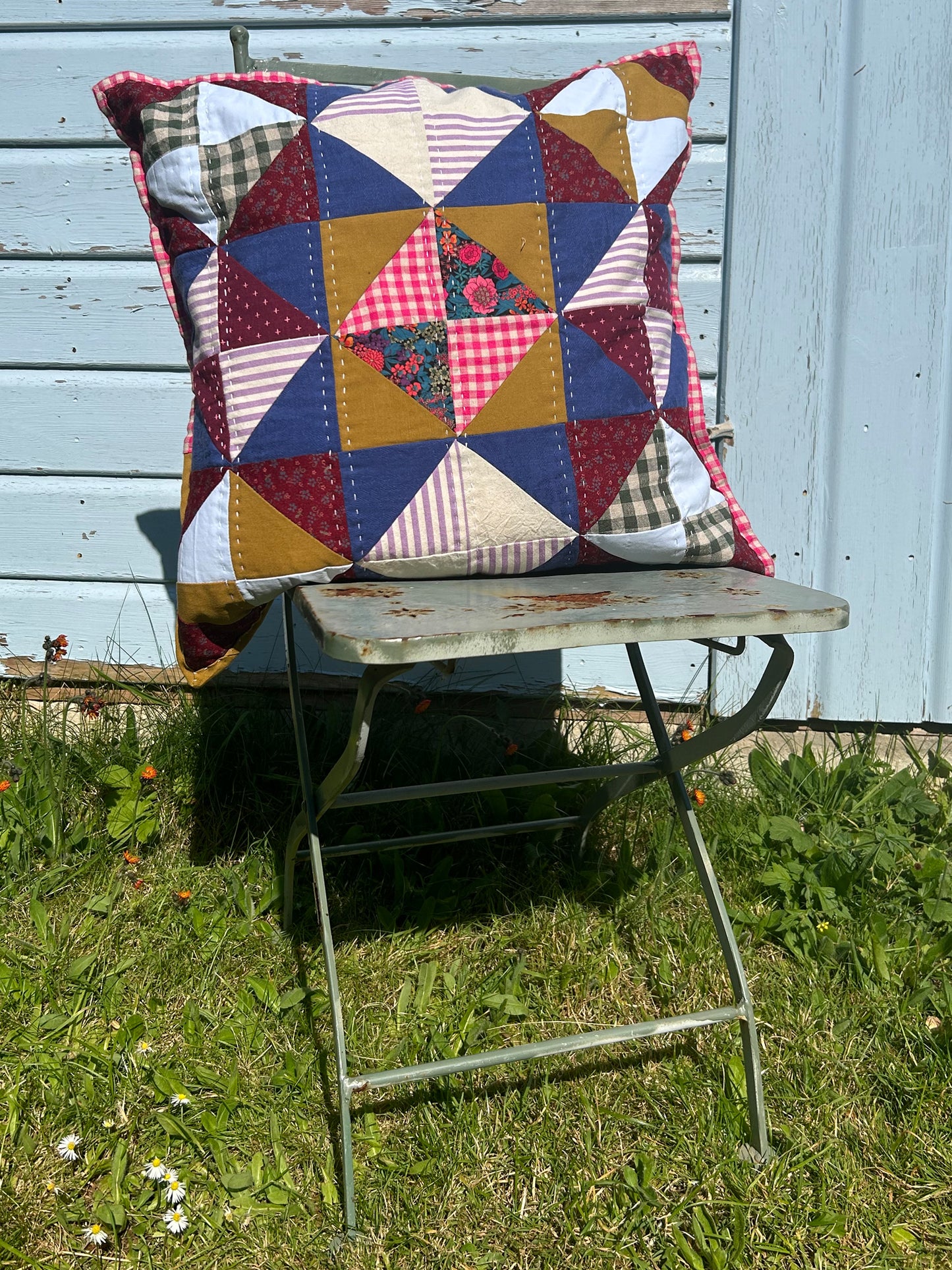 Spring 'Broken Dishes' Quilted Cushion Cover