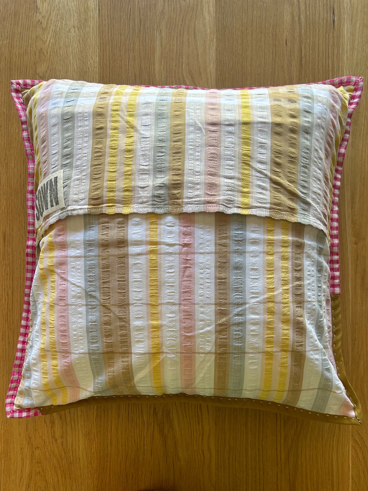 Spring 'Broken Dishes' Quilted Cushion Cover