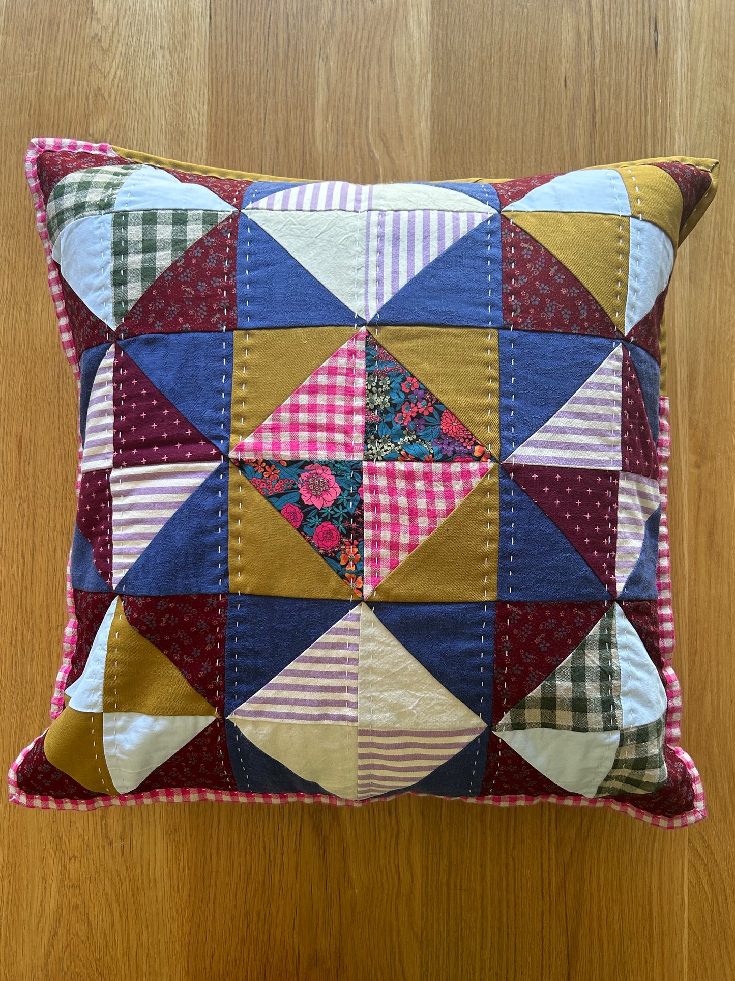 Spring 'Broken Dishes' Quilted Cushion Cover