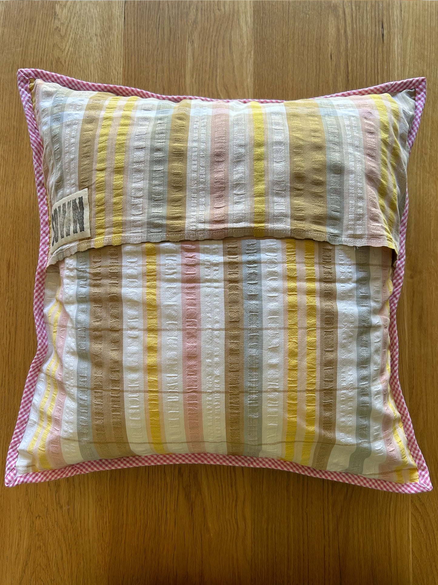 Summer 'Log Cabin' Variation Quilted Cushion Cover